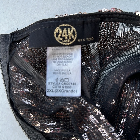 24K Label by K Too | Black Sheer Sequined Maxi Evening Dress - Picture 5 of 8